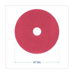 Boardwalk 18 in. Diameter Buffing Floor Pads - Red (5/Carton)