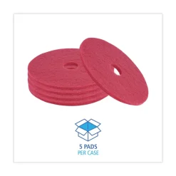 Boardwalk 19 in. Diameter Buffing Floor Pads - Red (5/Carton)