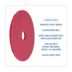 Boardwalk 19 in. Diameter Buffing Floor Pads - Red (5/Carton)