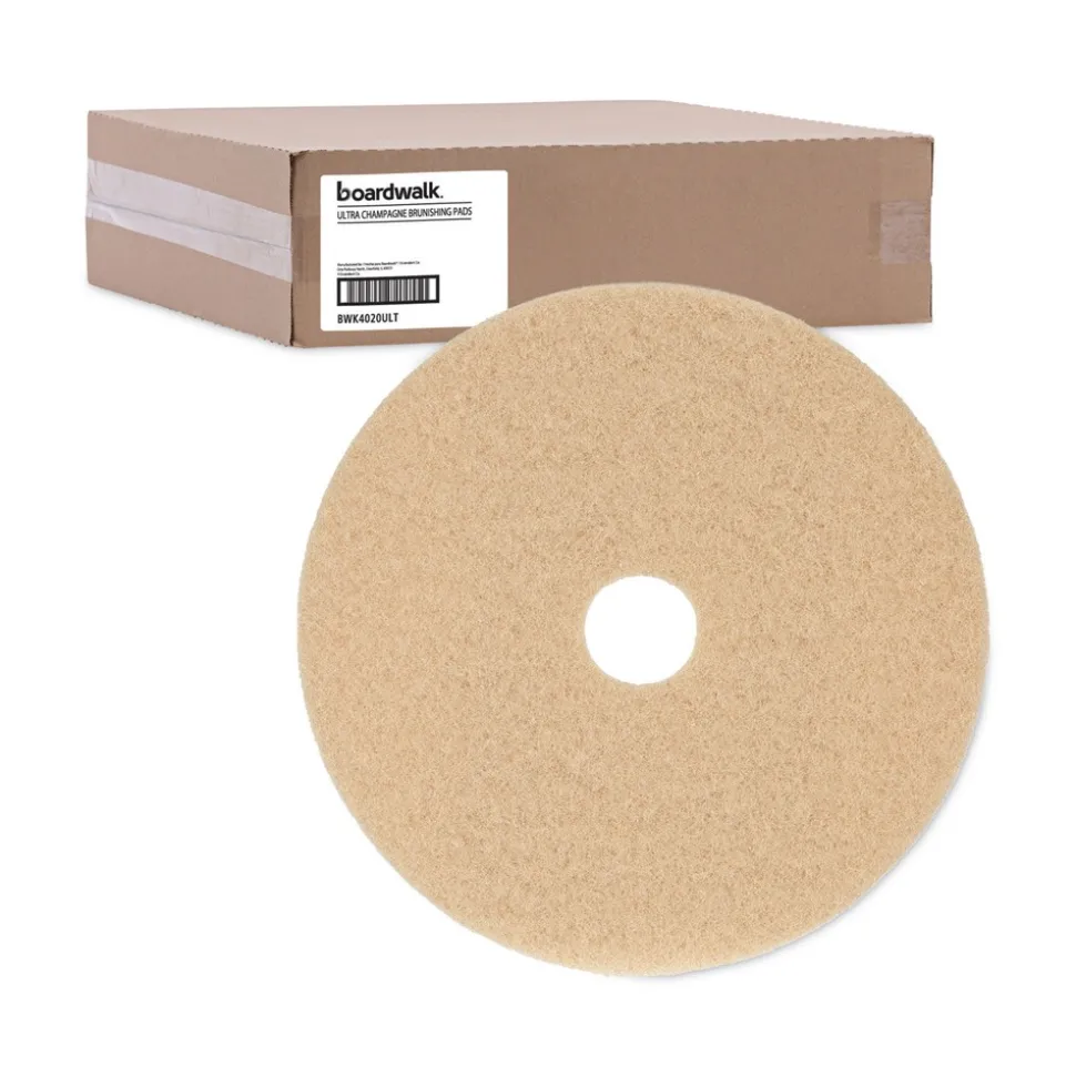 Boardwalk 20 in. Diameter Burnishing Floor Pads - Tan (5/Carton)