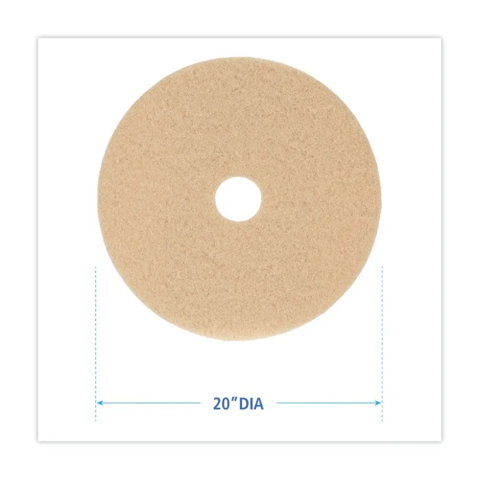 Boardwalk 20 in. Diameter Burnishing Floor Pads - Tan (5/Carton)