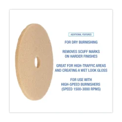 Boardwalk 20 in. Diameter Burnishing Floor Pads - Tan (5/Carton)