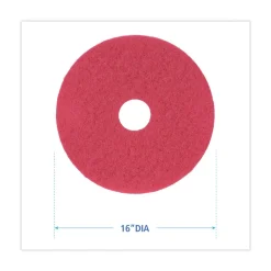 Boardwalk 16 in. Diameter Buffing Floor Pads - Red (5/Carton)