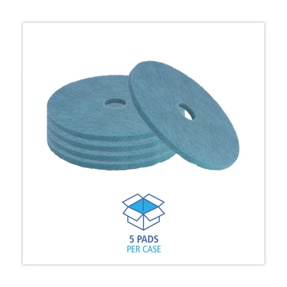 Boardwalk 20 in. Diameter Burnishing Floor Pads - Aqua (5/Carton)