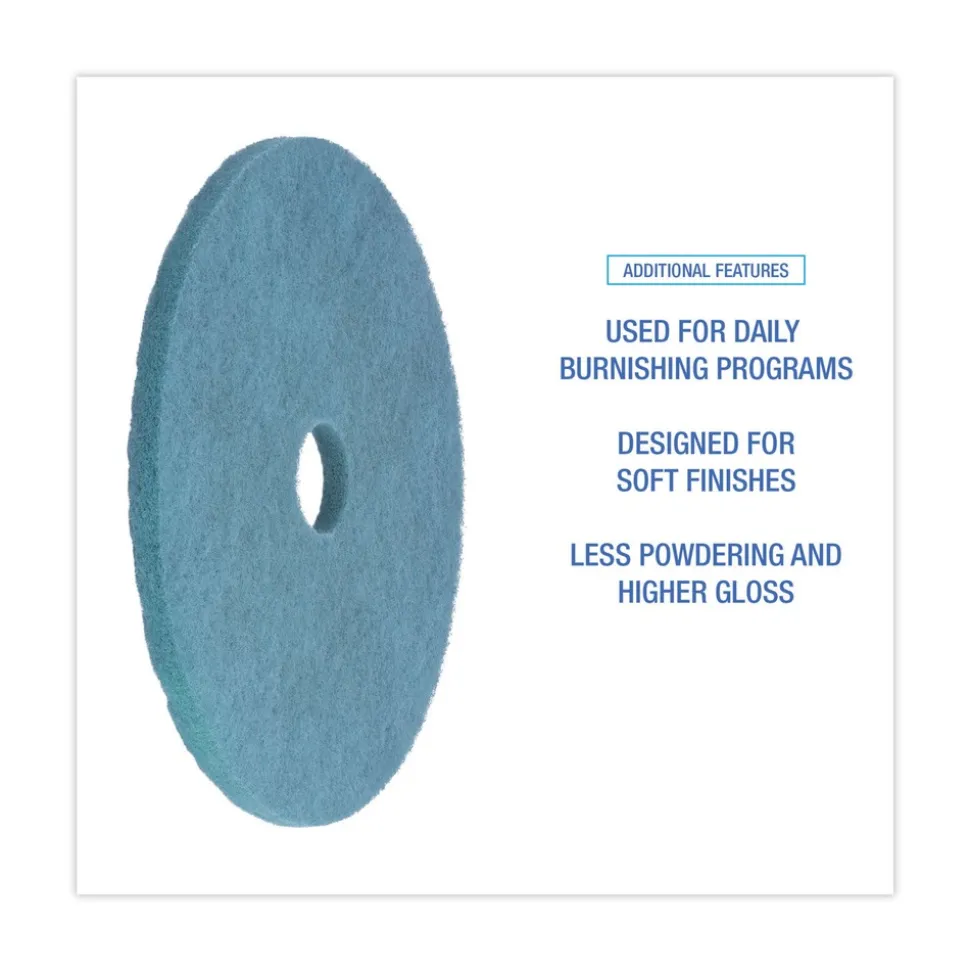 Boardwalk 20 in. Diameter Burnishing Floor Pads - Aqua (5/Carton)