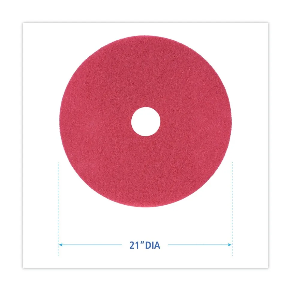Boardwalk 21 in. Diameter Buffing Floor Pads - Red (5/Carton)