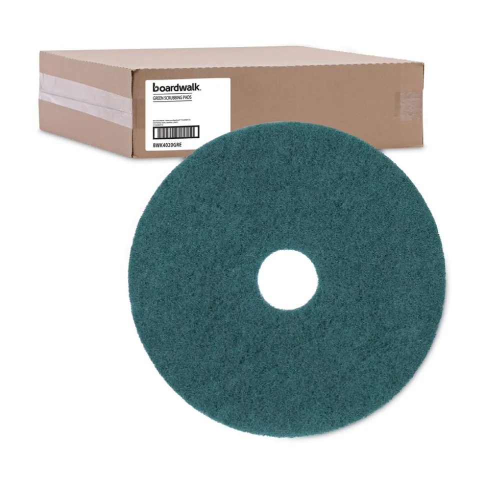 Boardwalk 20 in. Diameter Heavy-Duty Scrubbing Floor Pads - Green (5/Carton)