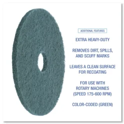 Boardwalk 20 in. Diameter Heavy-Duty Scrubbing Floor Pads - Green (5/Carton)