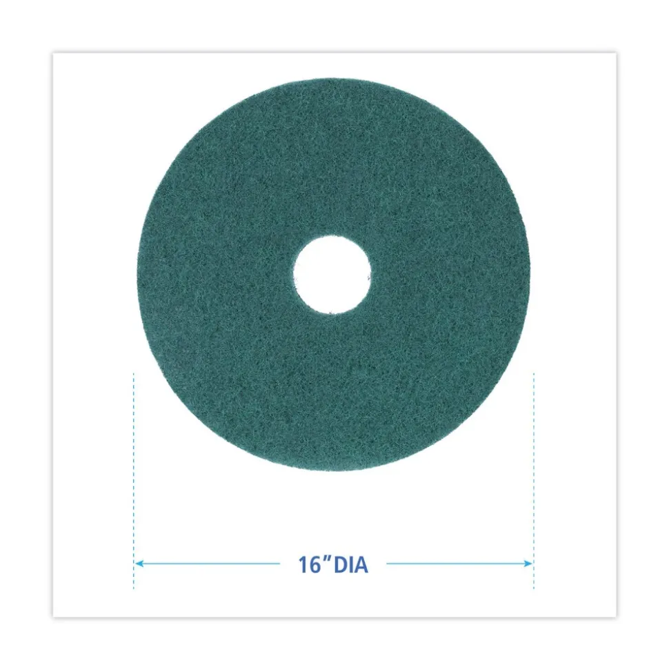 Boardwalk 16 in. Diameter Heavy-Duty Scrubbing Floor Pads - Green (5/Carton)
