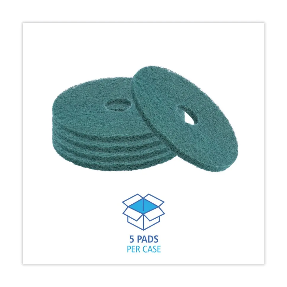 Boardwalk 16 in. Diameter Heavy-Duty Scrubbing Floor Pads - Green (5/Carton)