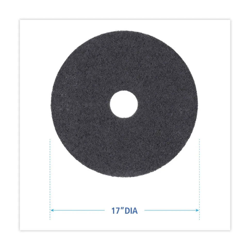Boardwalk 17 in. Diameter High Performance Stripping Floor Pads - Black (5/Carton)