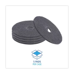 Boardwalk 17 in. Diameter High Performance Stripping Floor Pads - Black (5/Carton)