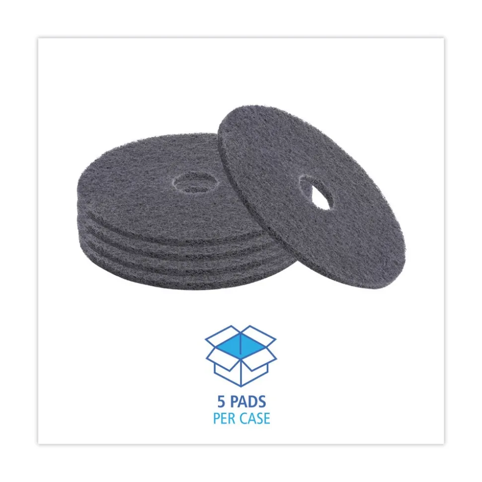 Boardwalk 17 in. Diameter High Performance Stripping Floor Pads - Black (5/Carton)