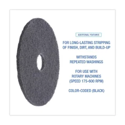 Boardwalk 17 in. Diameter High Performance Stripping Floor Pads - Black (5/Carton)