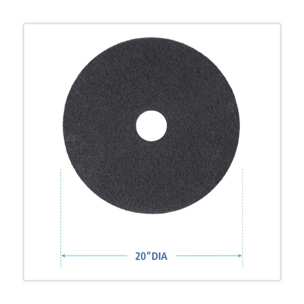 Boardwalk 20 in. Diameter High Performance Stripping Floor Pads - Black (5/Carton)