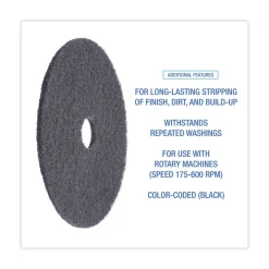 Boardwalk 20 in. Diameter High Performance Stripping Floor Pads - Black (5/Carton)