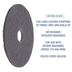 Boardwalk 19 in. Diameter High Performance Stripping Floor Pads - Black (5/Carton)