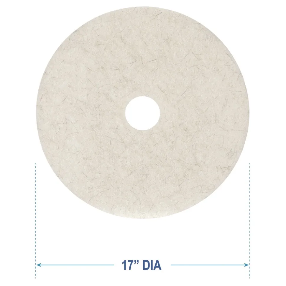 Boardwalk 17 in. Diameter Natural Burnishing Floor Pads - White (5/Carton)