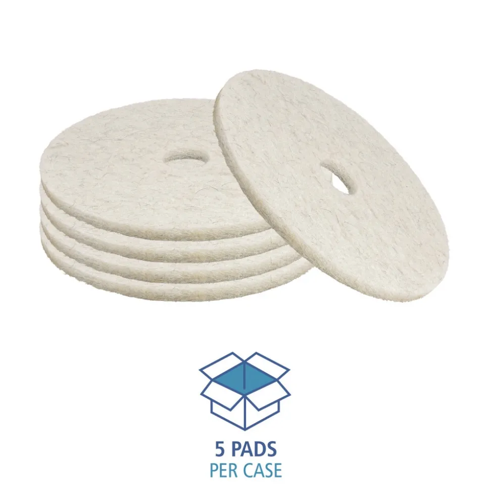 Boardwalk 17 in. Diameter Natural Burnishing Floor Pads - White (5/Carton)