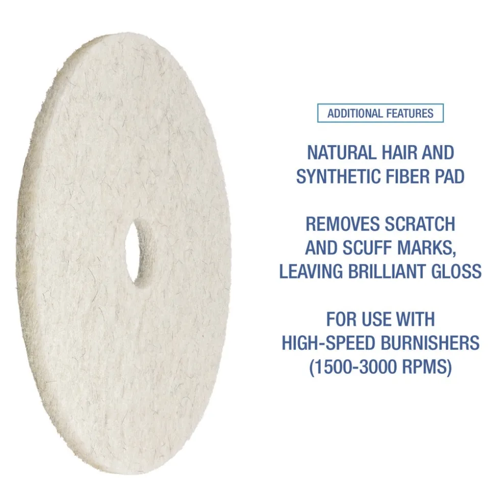 Boardwalk 17 in. Diameter Natural Burnishing Floor Pads - White (5/Carton)