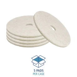 Boardwalk 27 in. Diameter Natural Burnishing Floor Pads - White (5/Carton)