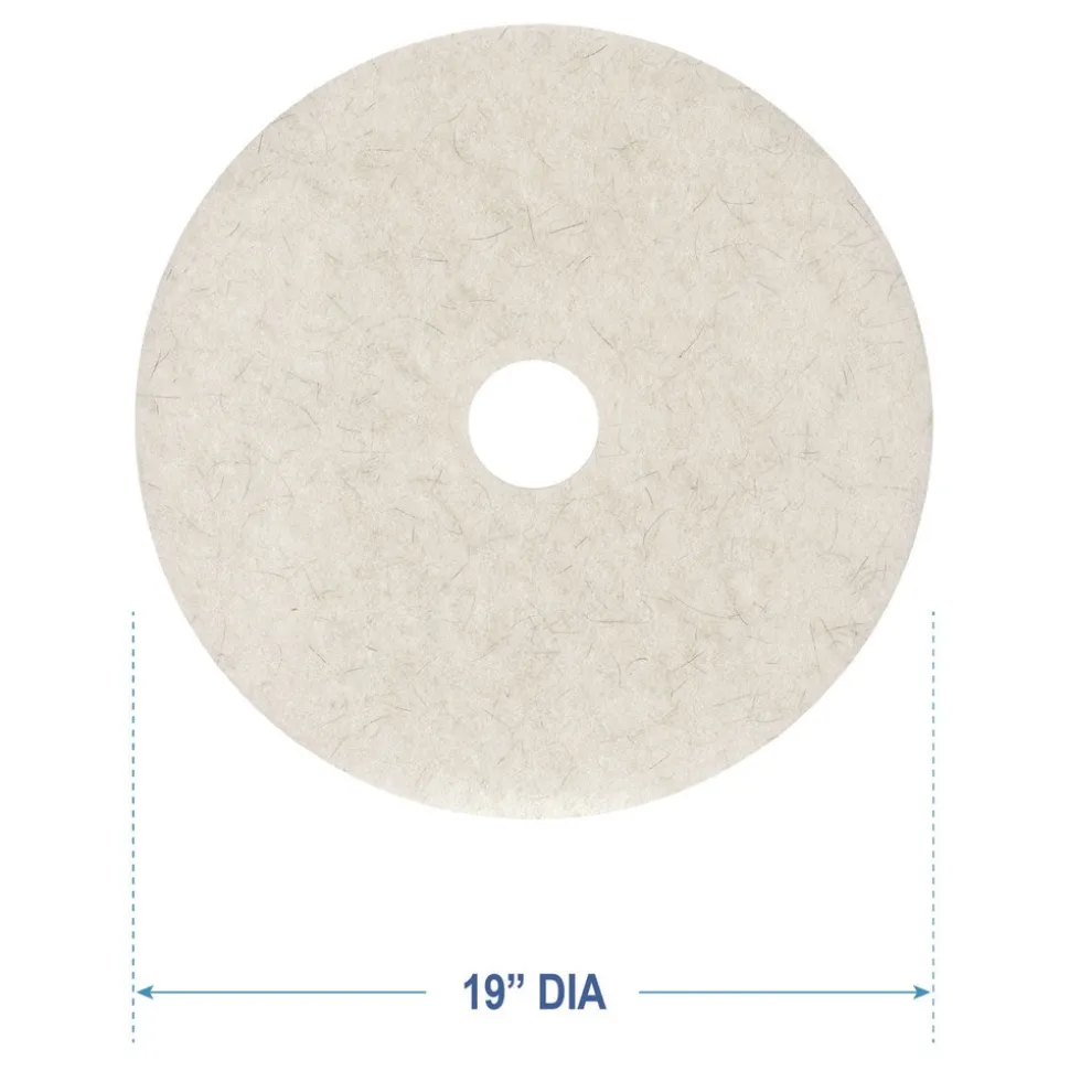Boardwalk 19 in. Diameter Natural Burnishing Floor Pads - White (5/Carton)