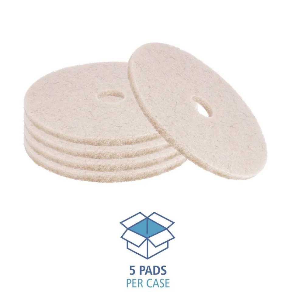 Boardwalk 17 in. Diameter Natural Hog Hair Burnishing Floor Pads - Tan (5/Carton)