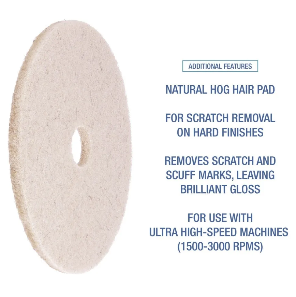 Boardwalk 17 in. Diameter Natural Hog Hair Burnishing Floor Pads - Tan (5/Carton)