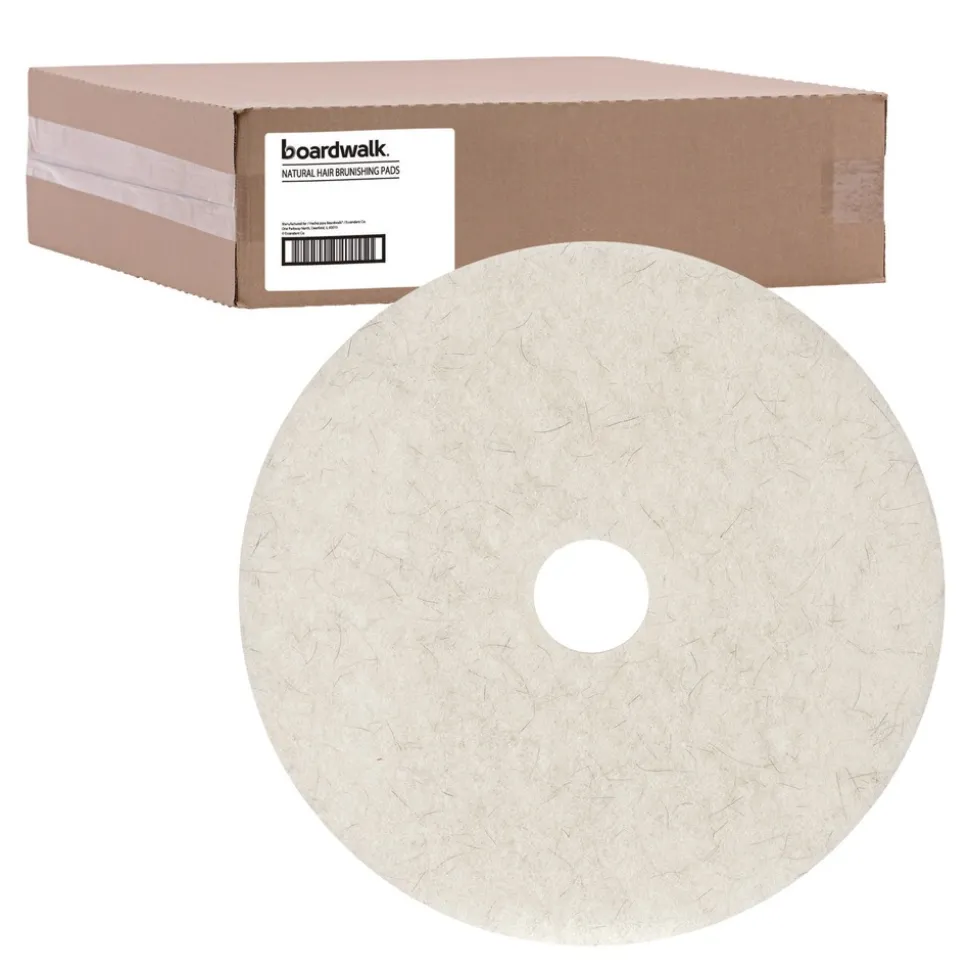 Boardwalk 24 in. Diameter Natural Burnishing Floor Pads - White (5/Carton)