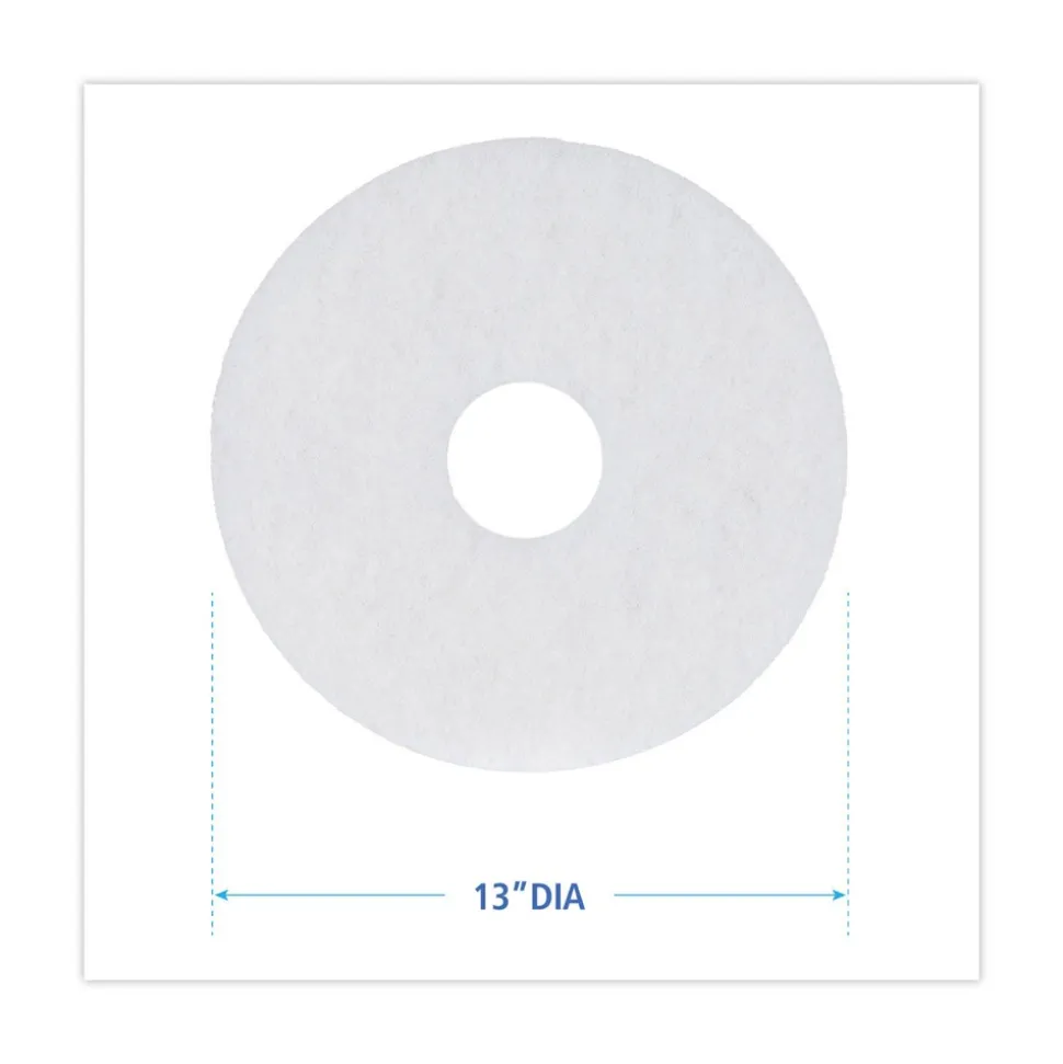 Boardwalk 13 in. Diameter Polishing Floor Pads - White (5/Carton)