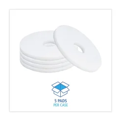 Boardwalk 13 in. Diameter Polishing Floor Pads - White (5/Carton)