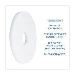 Boardwalk 13 in. Diameter Polishing Floor Pads - White (5/Carton)