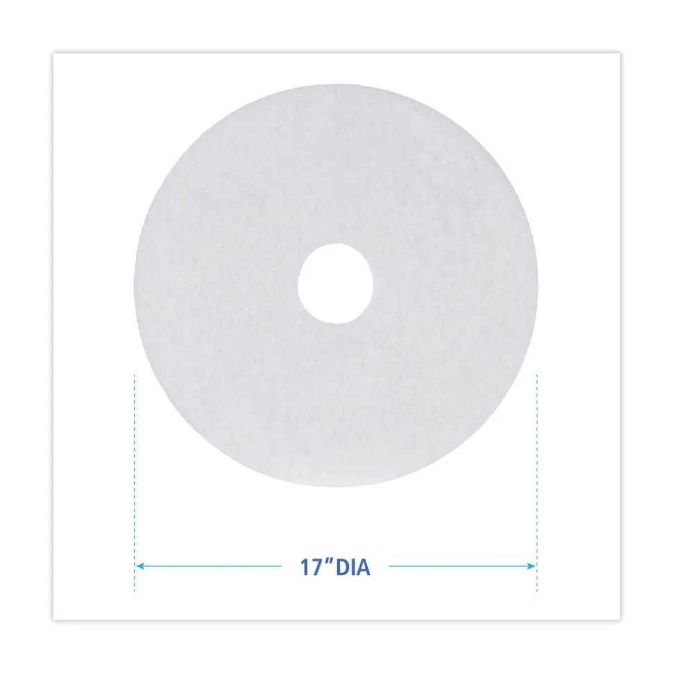 Boardwalk 17 in. Diameter Polishing Floor Pads - White (5/Carton)