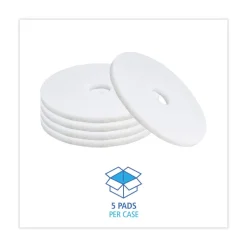 Boardwalk 17 in. Diameter Polishing Floor Pads - White (5/Carton)