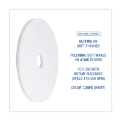 Boardwalk 17 in. Diameter Polishing Floor Pads - White (5/Carton)