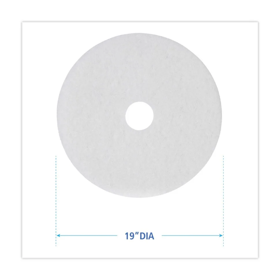 Boardwalk 19 in. Diameter Polishing Floor Pads - White (5/Carton)