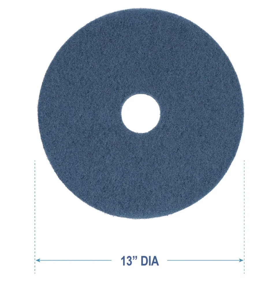 Boardwalk 13 in. Diameter Scrubbing Floor Pads - Blue (5/Carton)