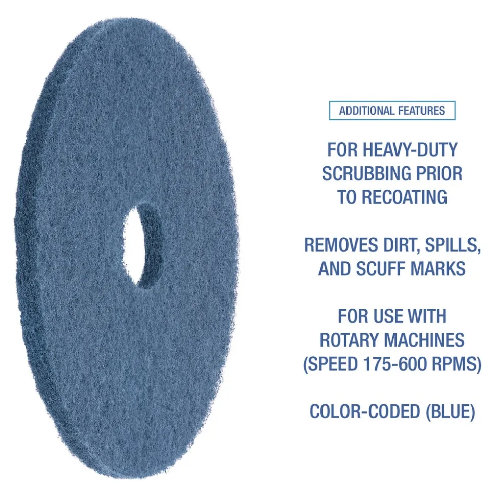 Boardwalk 13 in. Diameter Scrubbing Floor Pads - Blue (5/Carton)