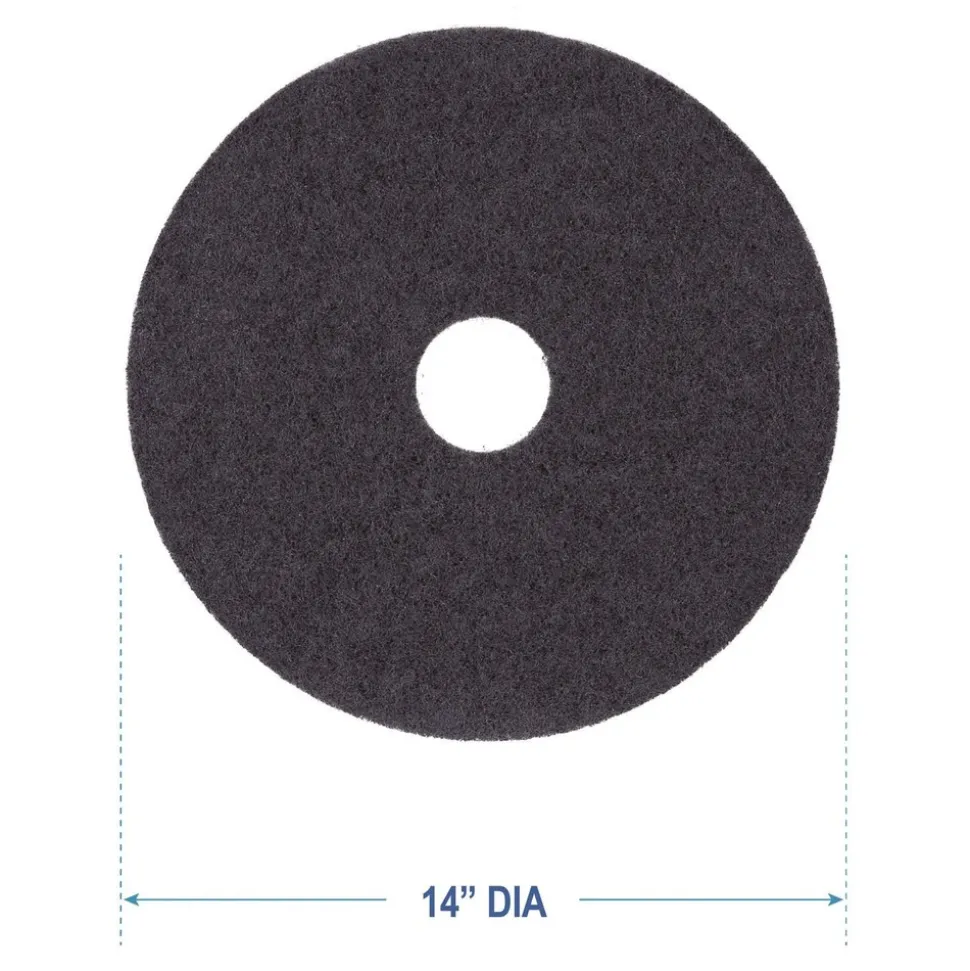 Boardwalk 14 in. Diameter Stripping Floor Pads - Black (5/Carton)