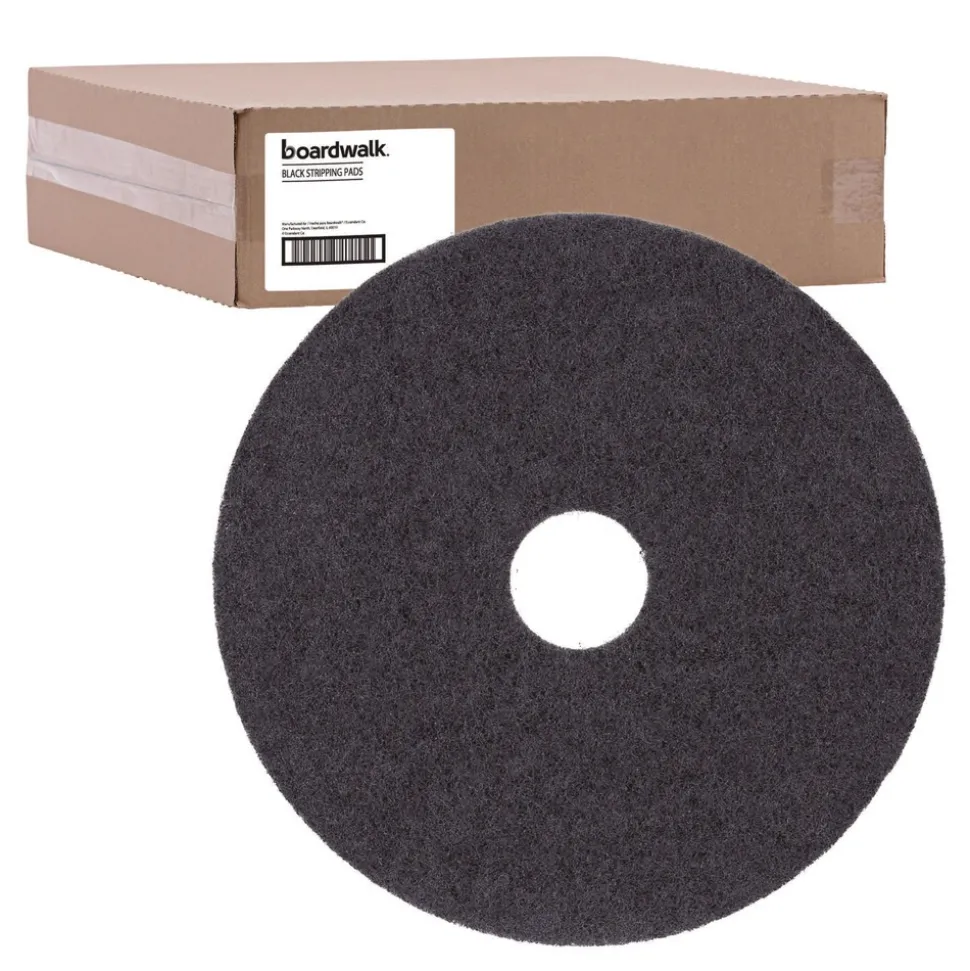 Boardwalk 12 in. Diameter Stripping Floor Pads - Black (5/Carton)