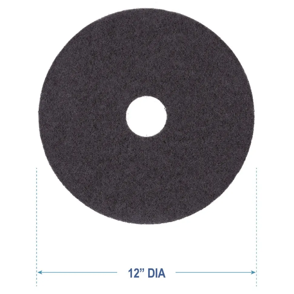 Boardwalk 12 in. Diameter Stripping Floor Pads - Black (5/Carton)
