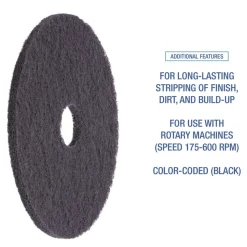 Boardwalk 12 in. Diameter Stripping Floor Pads - Black (5/Carton)
