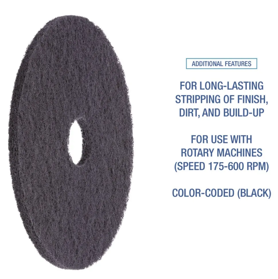 Boardwalk 12 in. Diameter Stripping Floor Pads - Black (5/Carton)