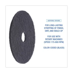 Boardwalk 19 in. Diameter Stripping Floor Pads - Black (5/Carton)