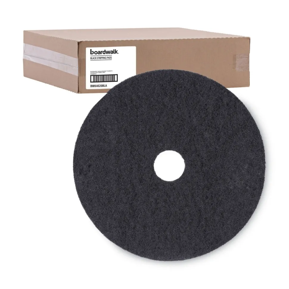 Boardwalk 20 in. Diameter Stripping Floor Pads - Black (5/Carton)