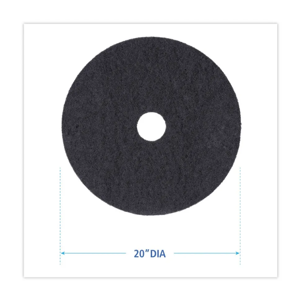 Boardwalk 20 in. Diameter Stripping Floor Pads - Black (5/Carton)