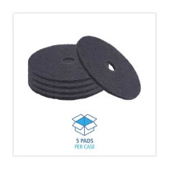 Boardwalk 20 in. Diameter Stripping Floor Pads - Black (5/Carton)
