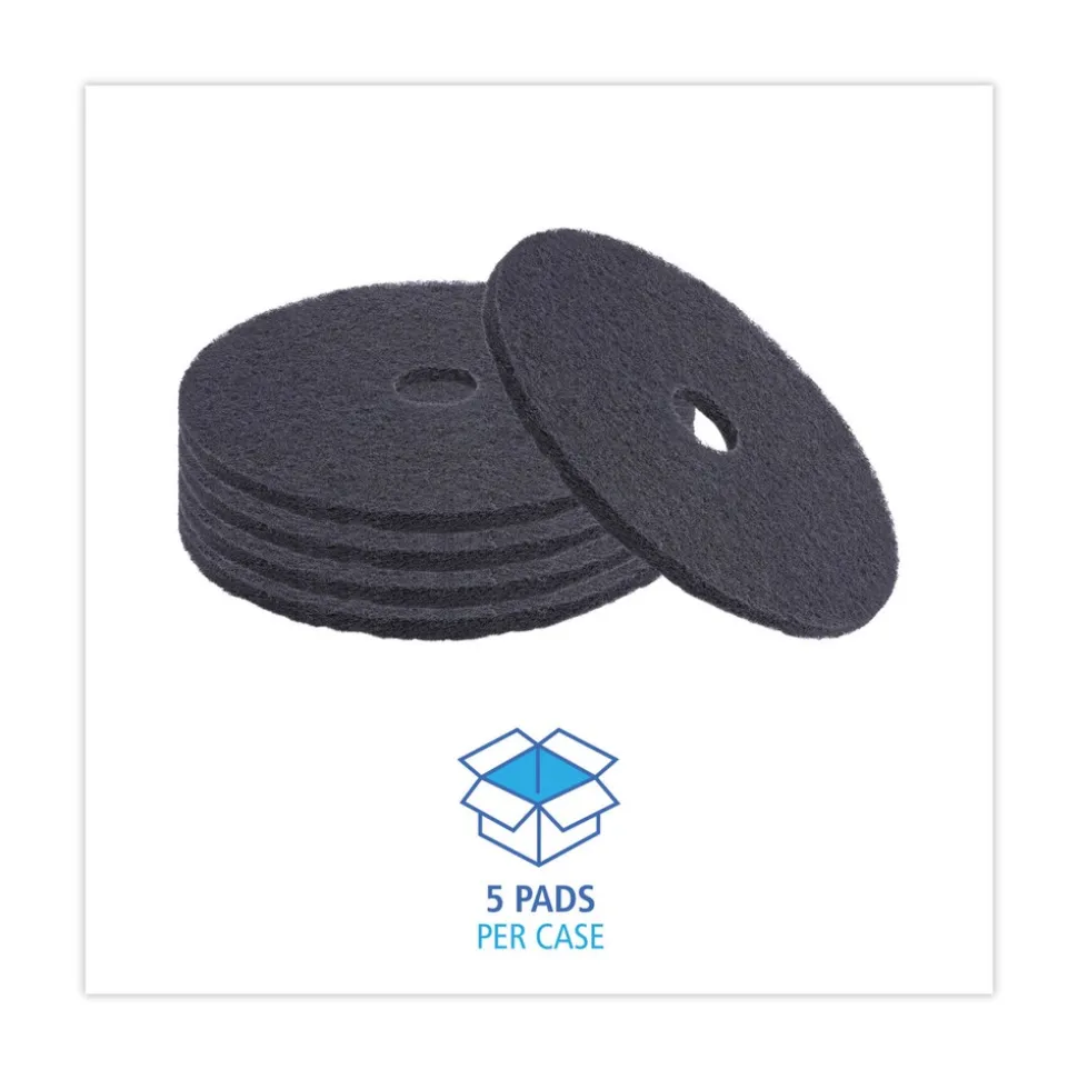 Boardwalk 20 in. Diameter Stripping Floor Pads - Black (5/Carton)