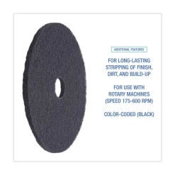 Boardwalk 20 in. Diameter Stripping Floor Pads - Black (5/Carton)