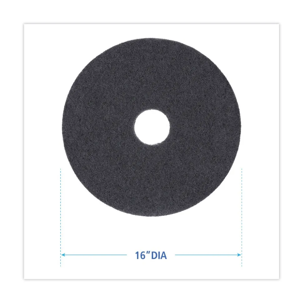 Boardwalk 16 in. Diameter Stripping Floor Pads - Black (5/Carton)